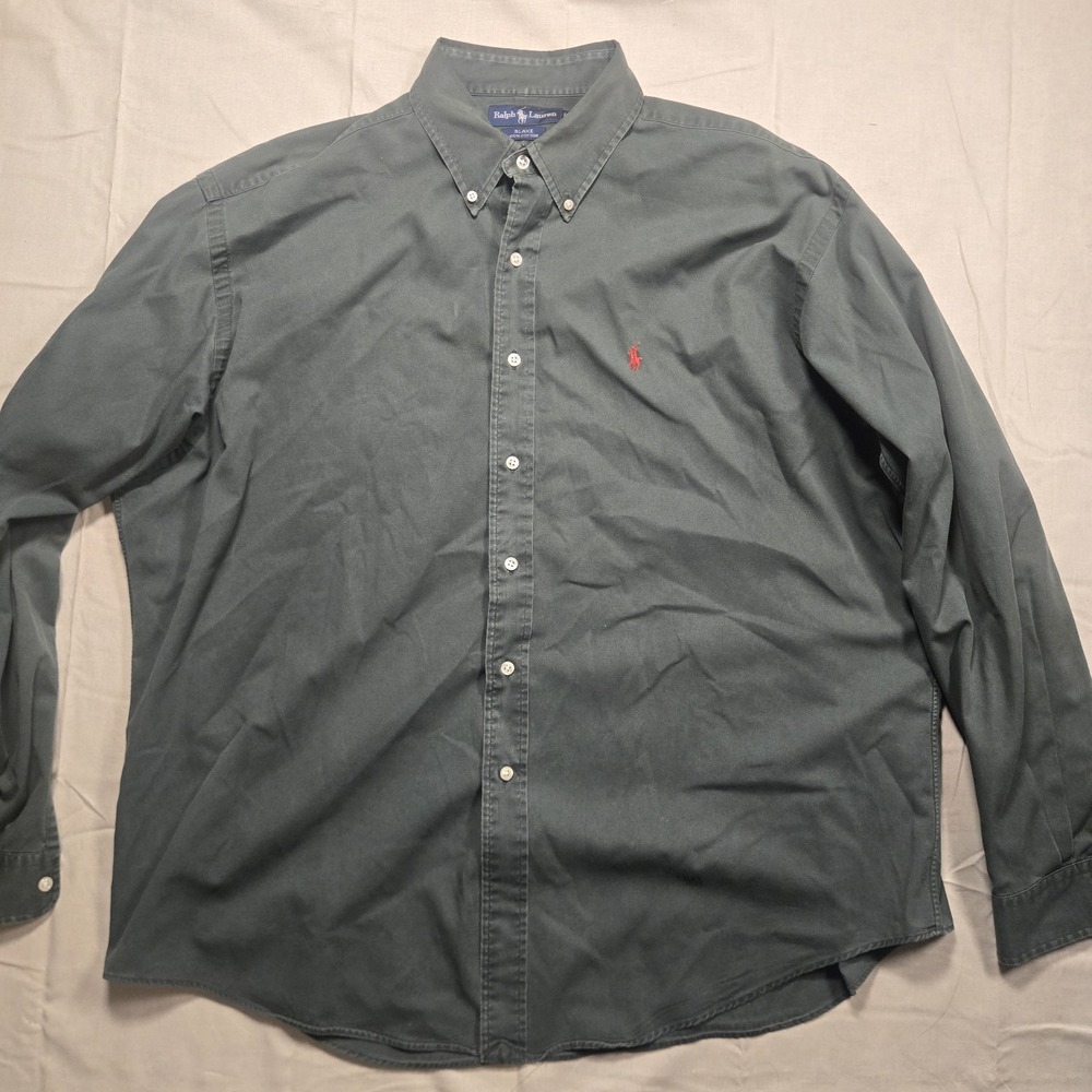 Vintage Ralph Lauren Blake Long Sleeve Shirt 100% Cotton Men's XL Green